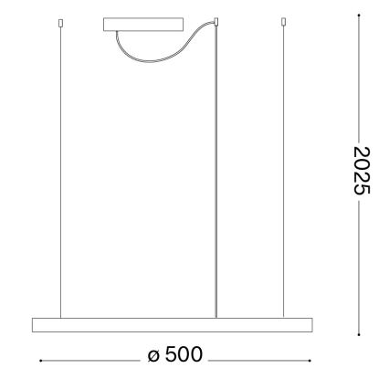 Ideal Lux - Lámpara colgante ORACLE SLIM LED suspendida por cable, 29W, 230V, 4000K, IRC 90, Ø 50 cm, dorado