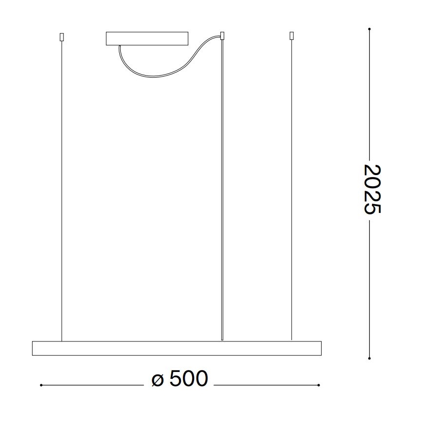 Ideal Lux - Lámpara colgante LED con cable ORACLE SLIM LED/29W/230V 4000K CRI 90, diámetro 50 cm, negra