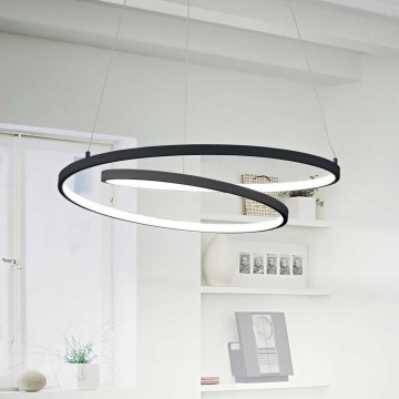 Ideal Lux - Lámpara colgante LED regulable suspendida por cable OZ LED/55W/230V, diámetro 80 cm, CRI 90, negro