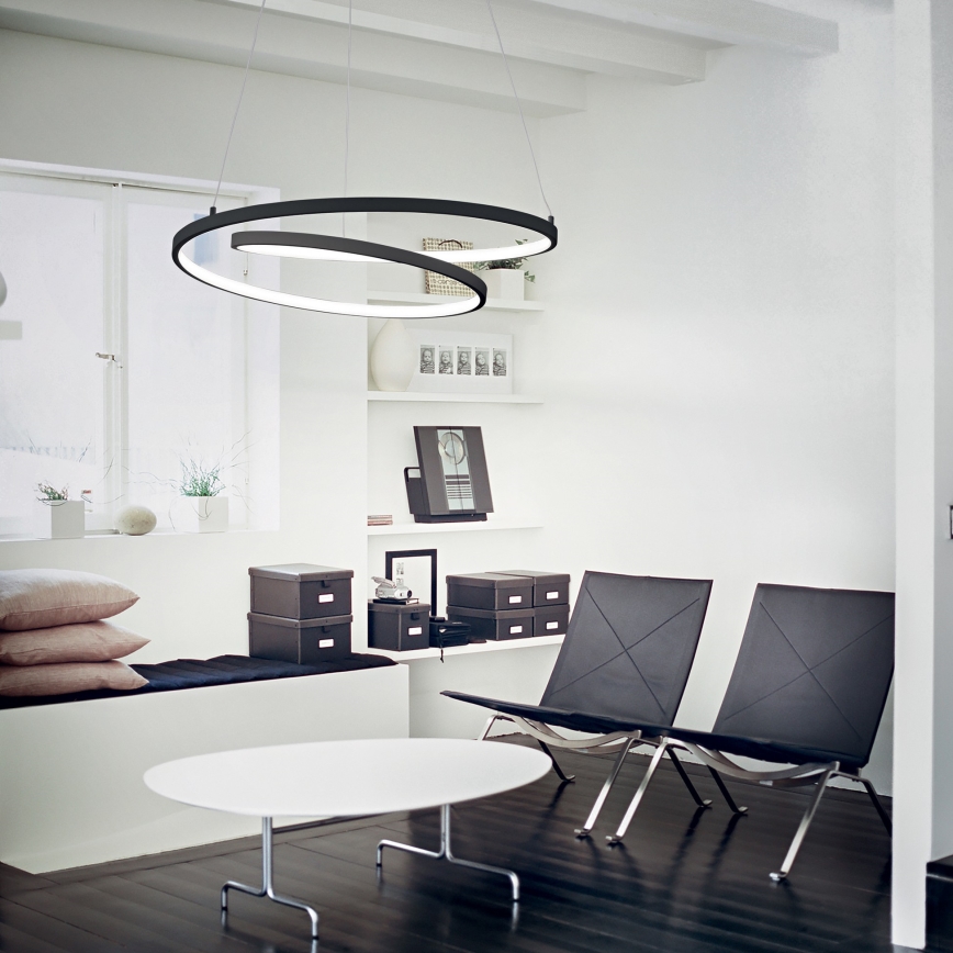 Ideal Lux - Lámpara colgante LED regulable suspendida por cable OZ LED/55W/230V, diámetro 80 cm, CRI 90, negro
