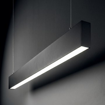 Ideal Lux - Lámpara colgante LED STEEL con cable, 29W/230V, 3000K, CRI 90, 120 cm, negra