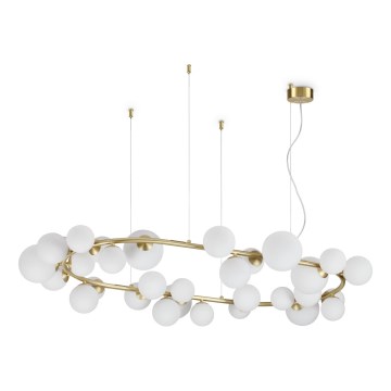 Ideal Lux - Lámpara colgante LED suspendida en cables PERLAGE, 30×G9 (3 W cada una) / 230 V / 143 cm, dorada/blanca