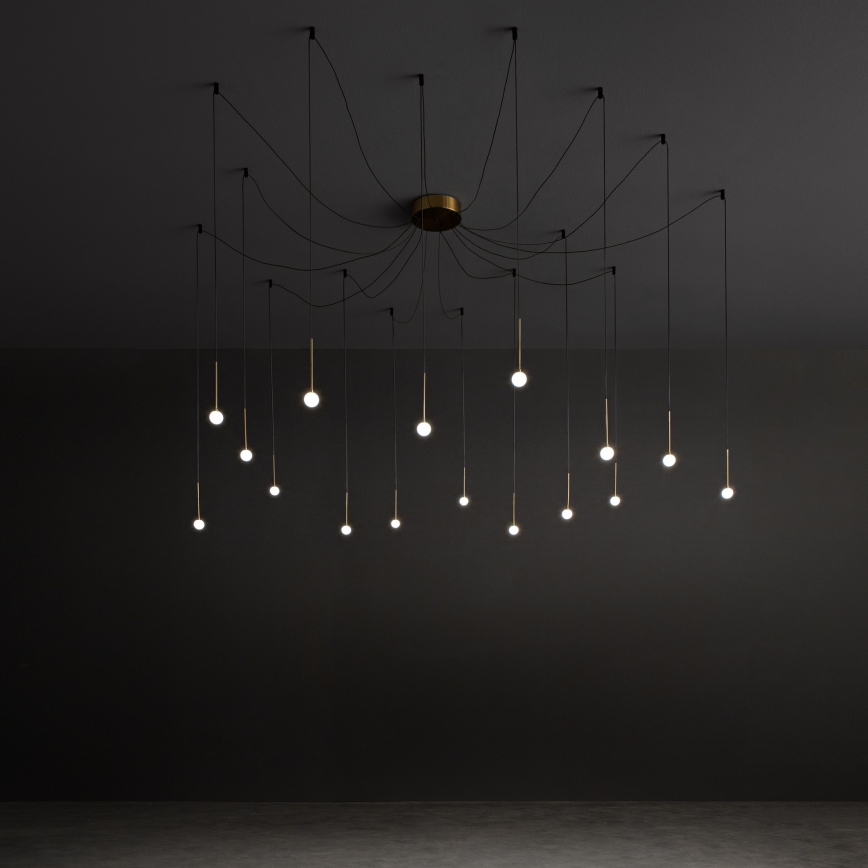 Ideal Lux - Lámpara colgante LED suspendida por cable LUCCIOLA 16xLED/16W/230V CRI 90, estilo araña, latón
