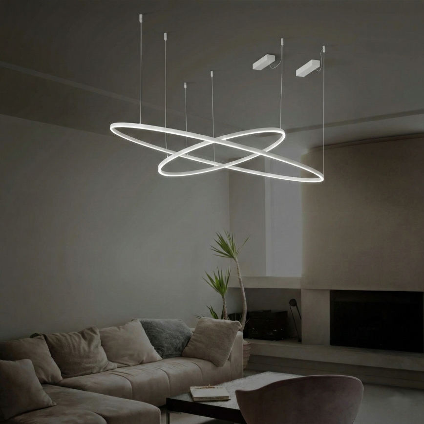 Ideal Lux - Lámpara colgante LED con cable ORACLE SLIM LED/29W/230V 3000K CRI 90 Ø 50 cm blanca