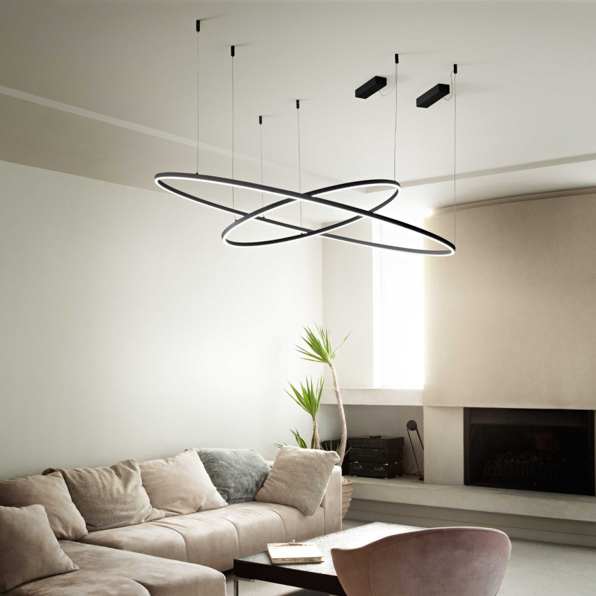 Ideal Lux - Lámpara colgante LED con cable ORACLE SLIM LED/53W/230V 2700K CRI 90 diámetro 90 cm negra
