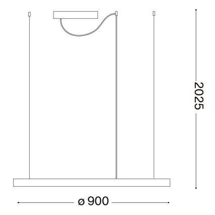 Ideal Lux - Lámpara colgante LED con cable ORACLE SLIM LED/53W/230V 2700K CRI 90 diámetro 90 cm negra