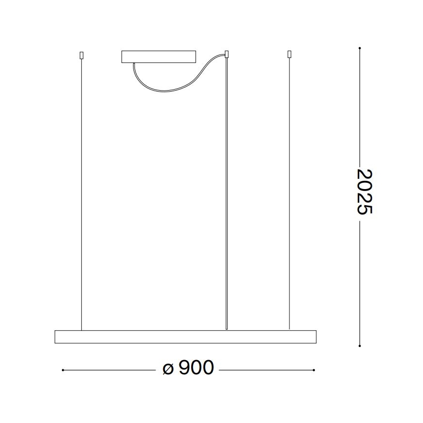 Ideal Lux - Lámpara colgante LED con cable ORACLE SLIM LED/53W/230V 2700K CRI 90 diámetro 90 cm negra
