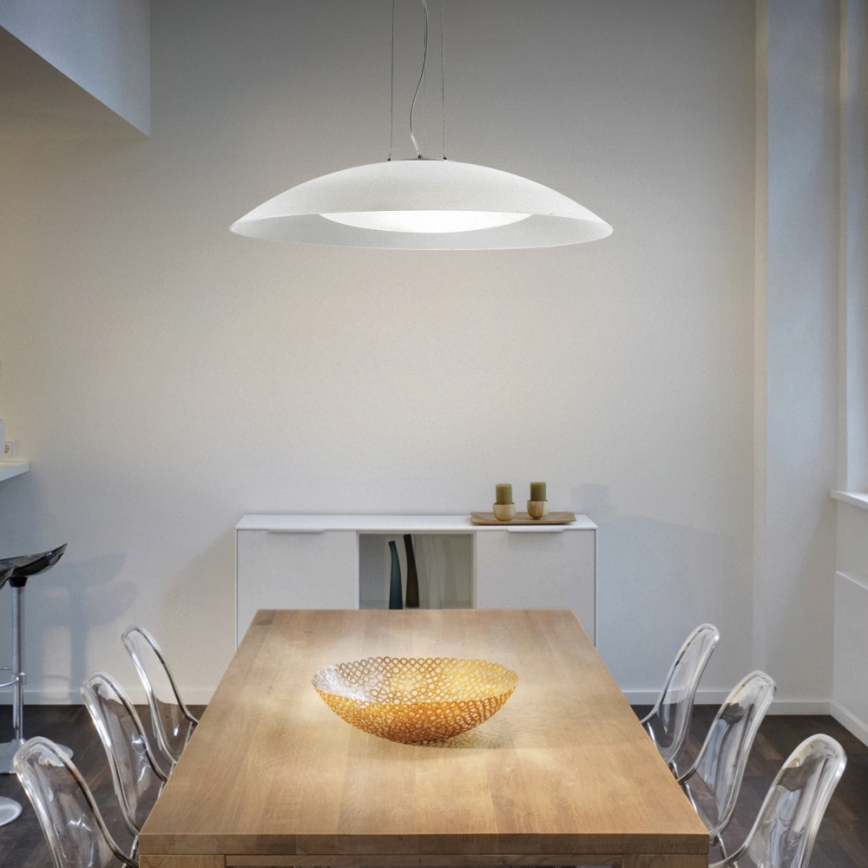 Ideal Lux - Lámpara colgante LENA con cable, 3x E27 (máx. 60 W), 230 V, Ø 64 cm, blanca