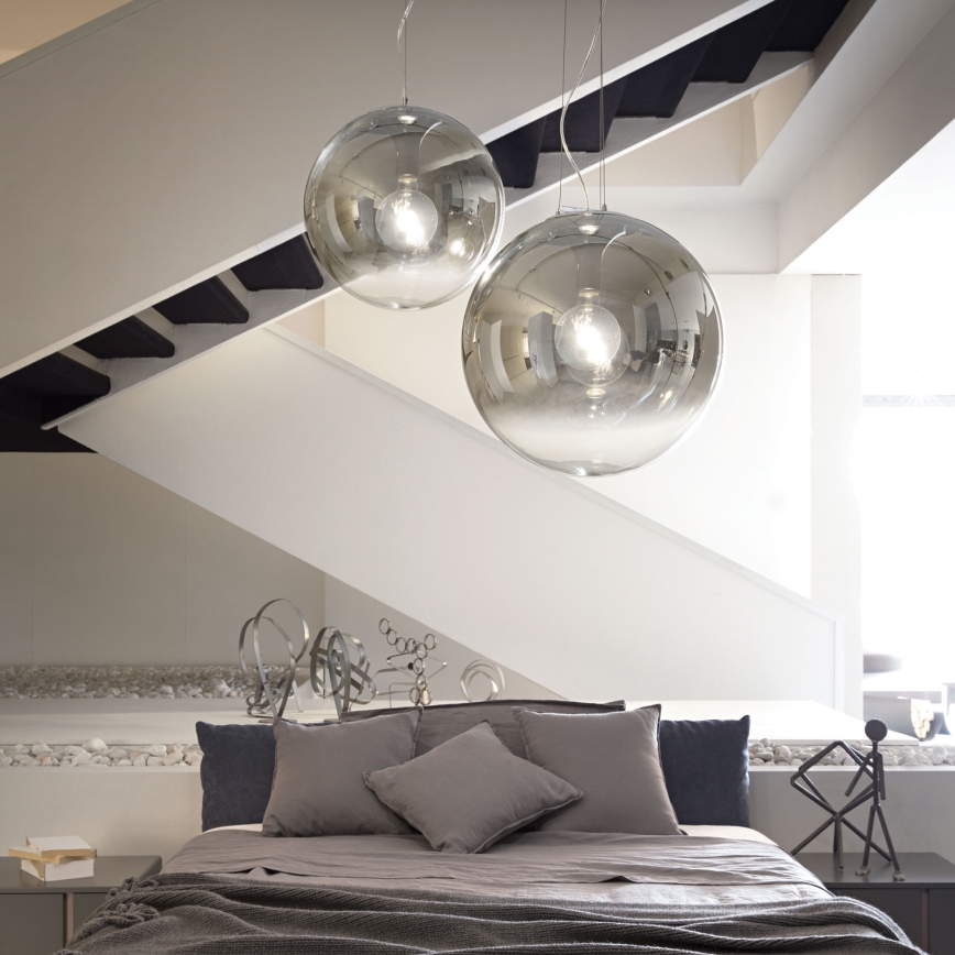 Ideal Lux - Lámpara colgante MAPA 1xE27/42W/230V diá. 20 cm gris/Ahumado