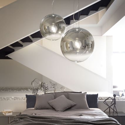 Ideal Lux - Lámpara colgante MAPA 1xE27/42W/230V diá. 40 cm gris/Ahumado