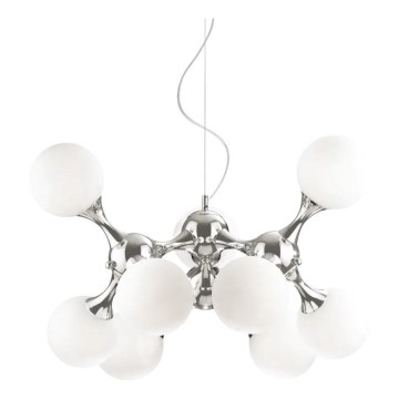 Ideal Lux - Lámpara colgante NODI suspendida por cable, 9x E14/28W/230V, diámetro 80 cm, cromo brillante/blanco