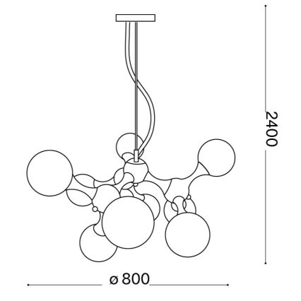 Ideal Lux - Lámpara colgante NODI suspendida por cable, 9x E14/28W/230V, diámetro 80 cm, cromo brillante/blanco