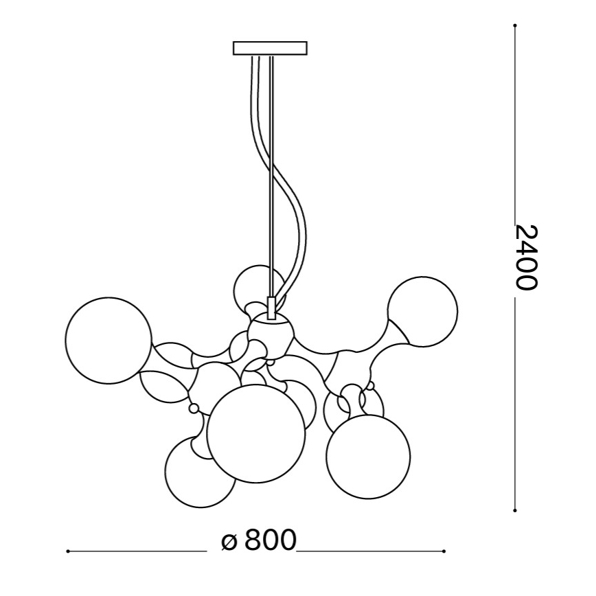 Ideal Lux - Lámpara colgante NODI suspendida por cable, 9x E14/28W/230V, diámetro 80 cm, cromo brillante/blanco