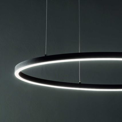Ideal Lux - Lámpara colgante LED regulable con cable ORACLE SLIM LED/77W/230V 3000K CRI 90 Ø 150 cm negra
