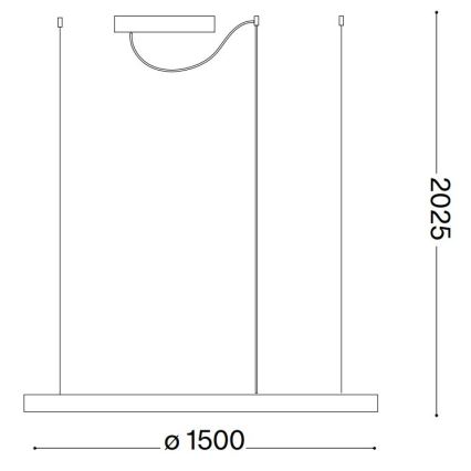 Ideal Lux - Lámpara colgante LED regulable con cable ORACLE SLIM LED/77W/230V 3000K CRI 90 Ø 150 cm negra