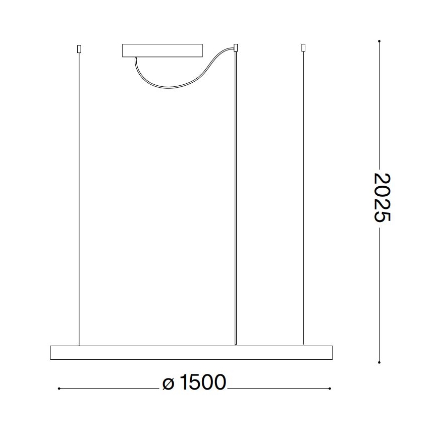 Ideal Lux - Lámpara colgante LED regulable con cable ORACLE SLIM LED/77W/230V 3000K CRI 90 Ø 150 cm negra
