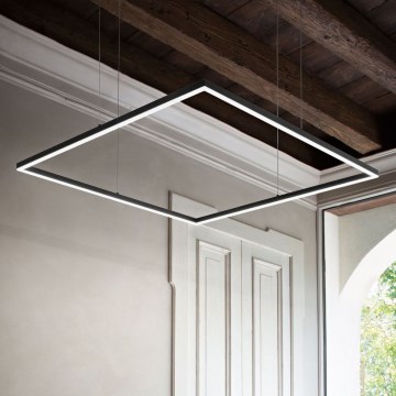 Ideal Lux - Lámpara colgante suspendida por cable LED ORACLE SLIM, 44 W, 230 V, 3000 K, CRI 90, 70×70 cm, negra