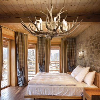 Ideal Lux - Lámpara colgante en cadena CHALET 8xE14/40W/230V cuerno