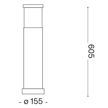 Ideal Lux - Lámpara de exterior TRONCO 1xE27/42W/230V 60 cm IP65 negra