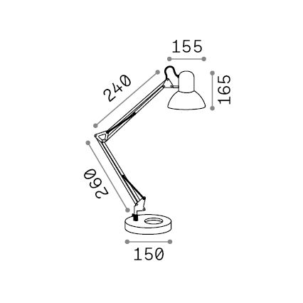 Ideal Lux - Lámpara de mesa 1xE27/42W/230V negra