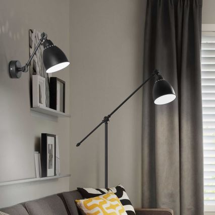 Ideal Lux - Lámpara de pared NEWTON 1xE27/42W/230V negra