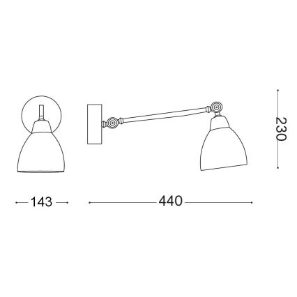 Ideal Lux - Lámpara de pared NEWTON 1xE27/42W/230V negra