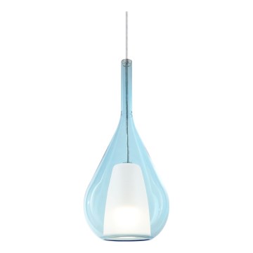 Ideal Lux - Lámpara de suspensión con cable KALIQUE 1xE27/42W/230V Ø 18 cm azul ahumado