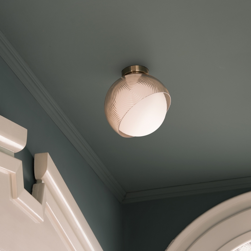 Ideal Lux - Lámpara de techo BLOOM 1xE27/42W/230V Ø 30 cm dorada/beige ahumado