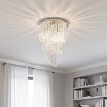 Ideal Lux - Lámpara de techo de cristal CARLTON 12xE14/40W/230V diá. 50 cm cromo brillante