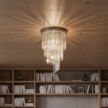 Ideal Lux - Lámpara de techo de cristal CARLTON 8xE14/40W/230V diá. 40 cm cromo brillante