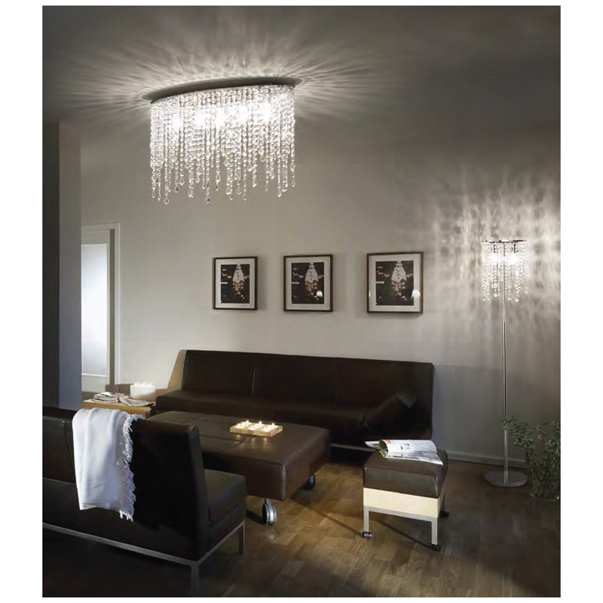 Ideal Lux - Lámpara de techo de cristal RAIN 3xE14/40W/230V cromo brillante