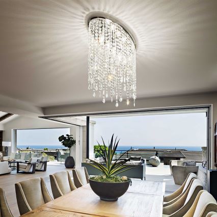 Ideal Lux - Lámpara de techo de cristal RAIN 3xE14/40W/230V cromo brillante