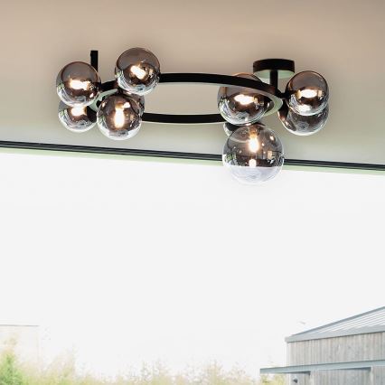 Ideal Lux - Lámpara LED de techo de montaje en superficie PERLAGE 10xG9/3W/230V Ø 70 cm negro/ahumado