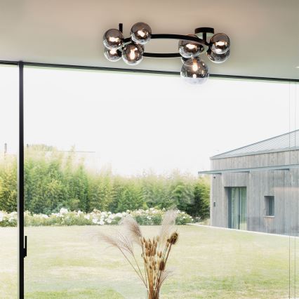 Ideal Lux - Lámpara LED de techo de montaje en superficie PERLAGE 10xG9/3W/230V Ø 70 cm negro/ahumado