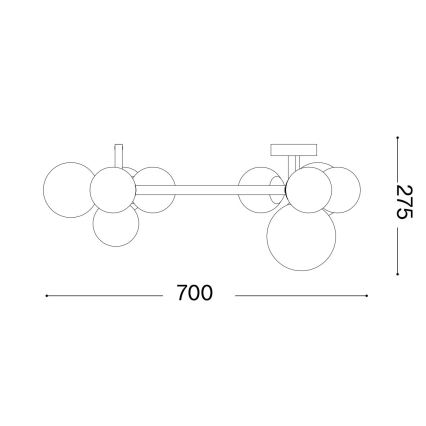 Ideal Lux - Lámpara LED de techo de montaje en superficie PERLAGE 10xG9/3W/230V Ø 70 cm negro/ahumado