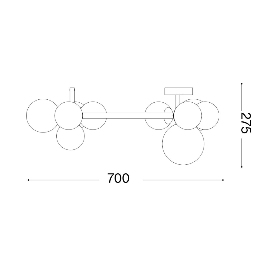 Ideal Lux - Lámpara LED de techo de montaje en superficie PERLAGE 10xG9/3W/230V Ø 70 cm negro/ahumado