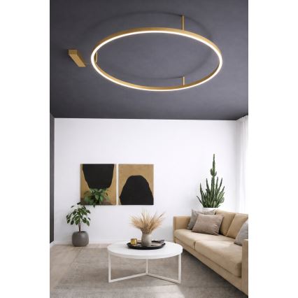 Ideal Lux - Lámpara de techo LED ORACLE SLIM LED/81W/230V 3000K IRC 90 Ø 150 cm dorada
