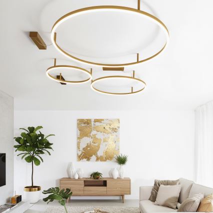 Ideal Lux - Lámpara de techo LED ORACLE SLIM LED/81W/230V 3000K IRC 90 Ø 150 cm dorada