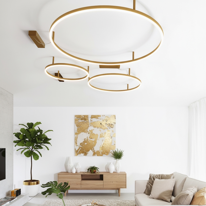 Ideal Lux - Lámpara de techo LED ORACLE SLIM LED/81W/230V 3000K IRC 90 Ø 150 cm dorada