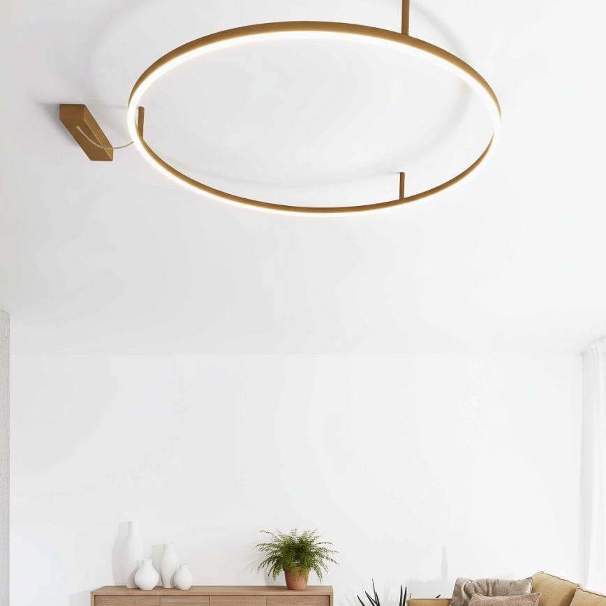Ideal Lux - Lámpara de techo LED ORACLE SLIM LED/81W/230V 3000K IRC 90 Ø 150 cm dorada