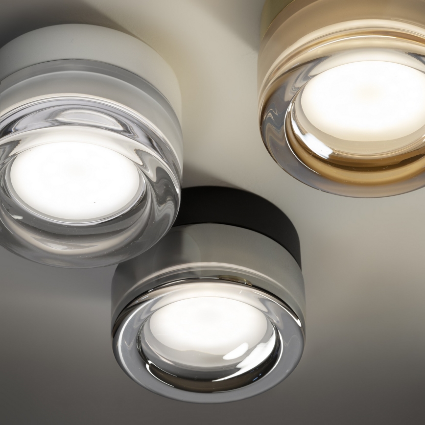 Ideal Lux - Plafón LED para baño LOLLY 1xGX53/9W/230V Ø 10,5 cm IP44 negro/negro ahumado