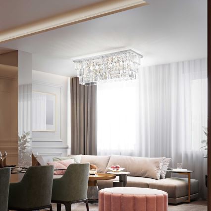 Ideal Lux - Lámpara de techo MARTINEZ 8xE14/40W/230V cromo brillante