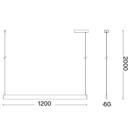 Ideal Lux - Lámpara LED colgante con cable DESK ACCENT LED/36W/230V CRI 90 120 cm negra