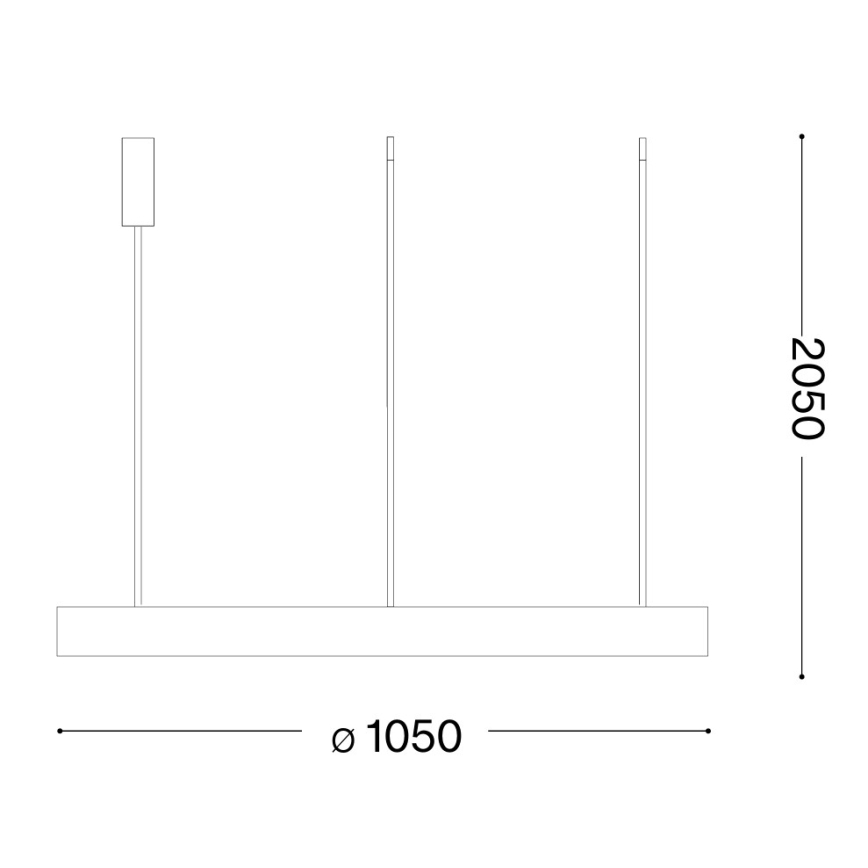 Ideal Lux - Lámpara LED colgante con cable GEMINI, 78 W, 230 V, 2700 K, diámetro 105 cm, CRI 90, negra