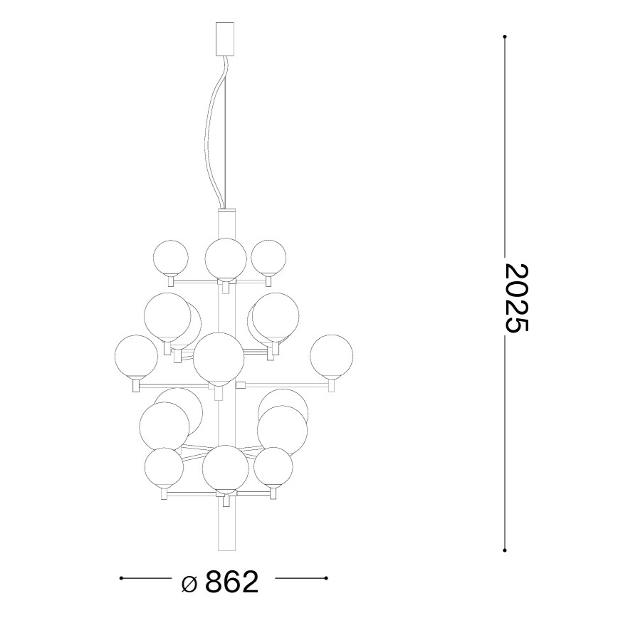 Ideal Lux - Lámpara LED colgante COPERNICO 20xG9/3W/230V diá. 86 cm negro
