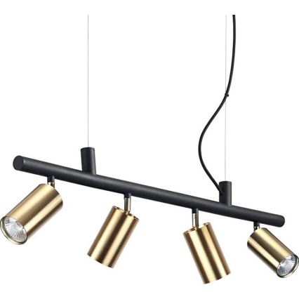 Ideal Lux - Lámpara LED colgante DYNAMITE 4xGU10/7W/230V CRI 90 negro/latón