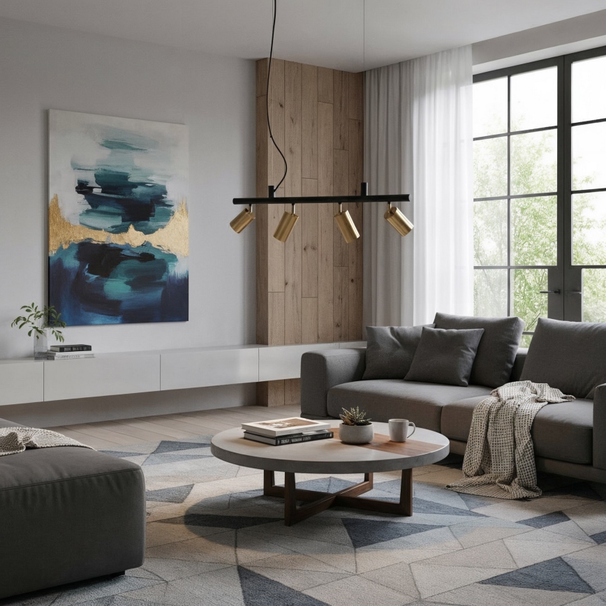 Ideal Lux - Lámpara LED colgante DYNAMITE 4xGU10/7W/230V CRI 90 negro/latón