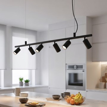 Ideal Lux - Lámpara LED colgante DYNAMITE 6xGU10/7W/230V CRI 90 negro