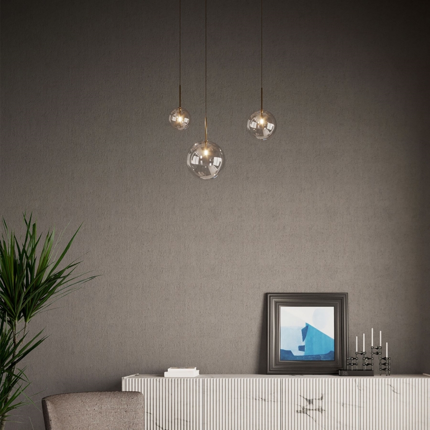 Ideal Lux - Lámpara LED colgante EQUINOXE 1xG4/2W/230V diá. 25 cm latón/ahumado