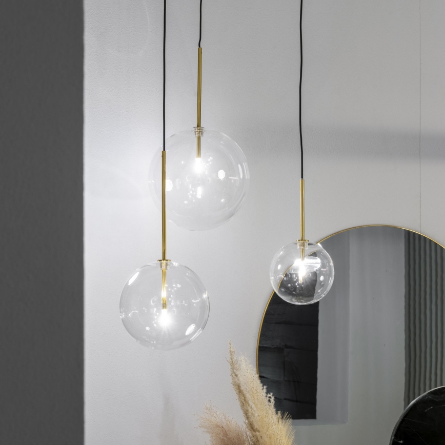 Ideal Lux - Lámpara LED colgante EQUINOXE 1xG4/2W/230V diá. 25 cm latón/transparente